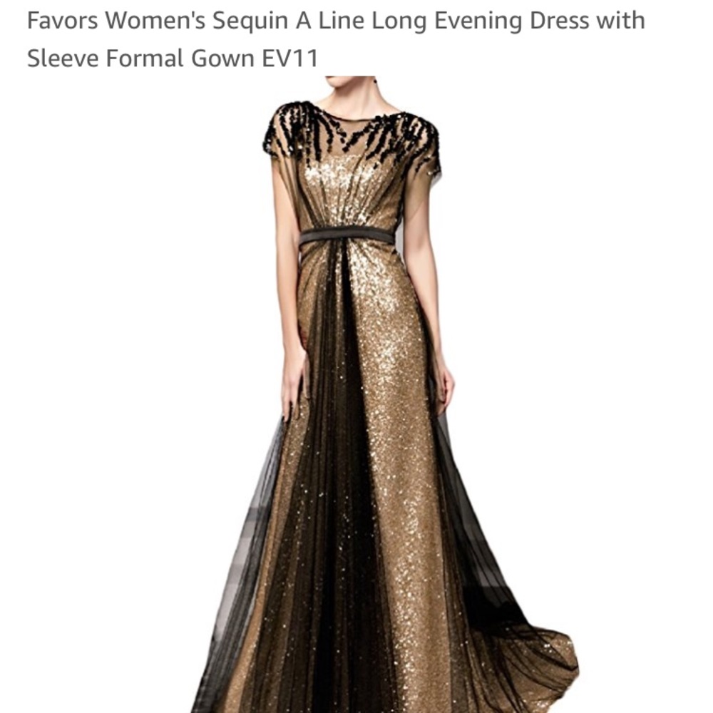 Black and gold sequin dress